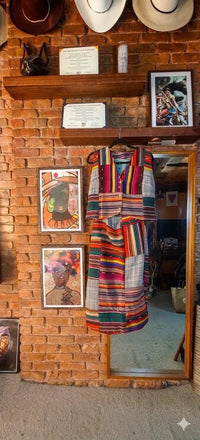 Rainbow Ikat Patchwork Vest Dress Set • Artisan Woven Textile • Slow Fashion Made to Order