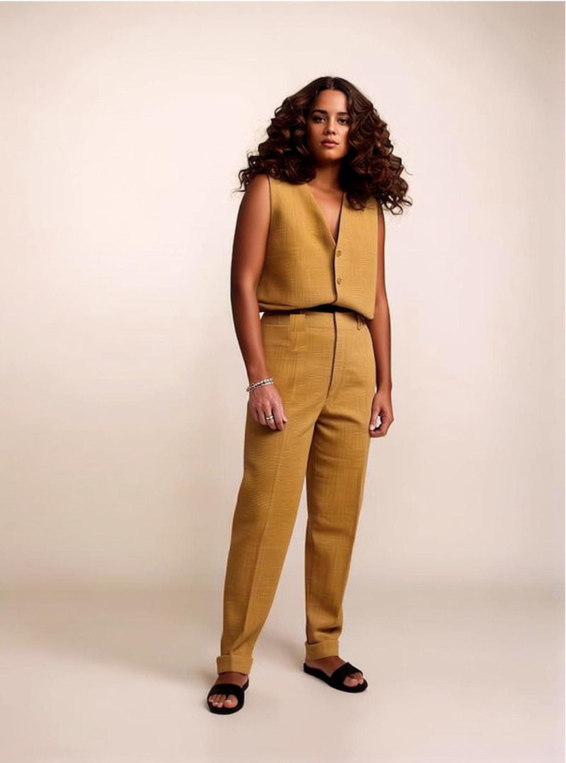 Bespoke Jute Vest and Trousers Set • Luxury Summer Suit •
