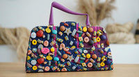 Ankara Bead Embellished Statement Bag | 3D Printed Purple Handle | Handmade in Ghana