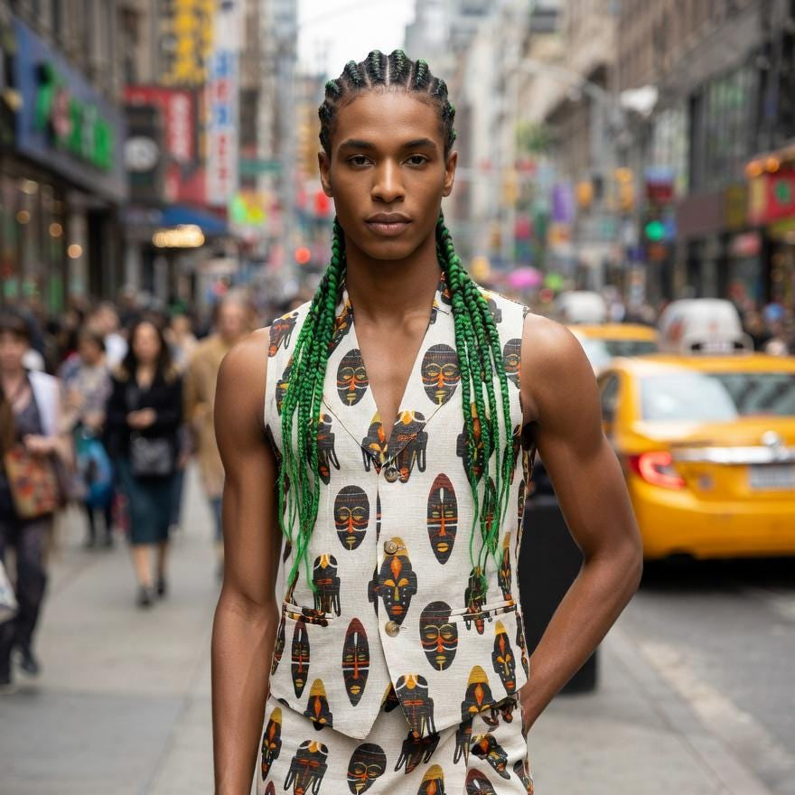 African Mask Print Vest and Skirt Set | Tribal Two-Piece Festival Outfit