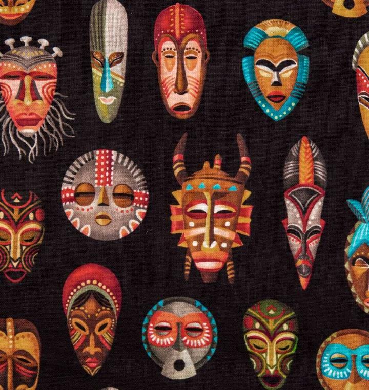 African Mask Print Vest and Skirt Set | Tribal Two-Piece Festival Outfit