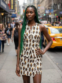 African Mask Print Vest and Skirt Set | Tribal Two-Piece Festival Outfit