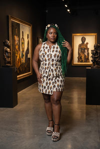 African Mask Print Vest and Skirt Set | Tribal Two-Piece Festival Outfit